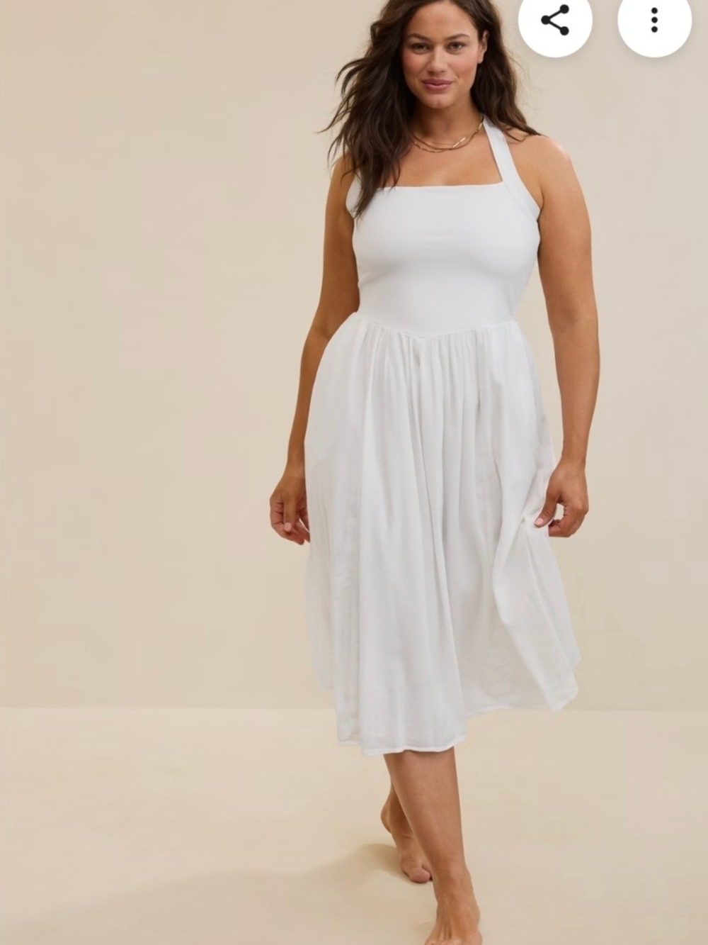 aerie White Halter Midi Dress